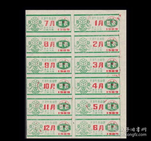 天津市1989年 菜农 食用油票 全套12月份一版
